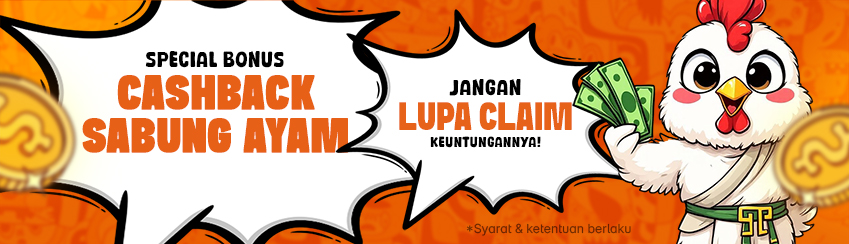 BONUS CASHBACK MINGGUAN SABUNG AYAM 5% 